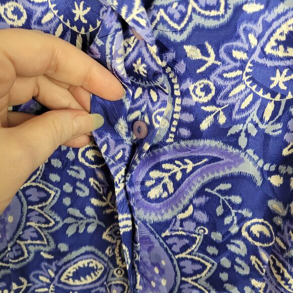 Vintage Adrianna Papell blue floral paisley silk skirt set Size 6 retro maximal - Picture 7 of 16